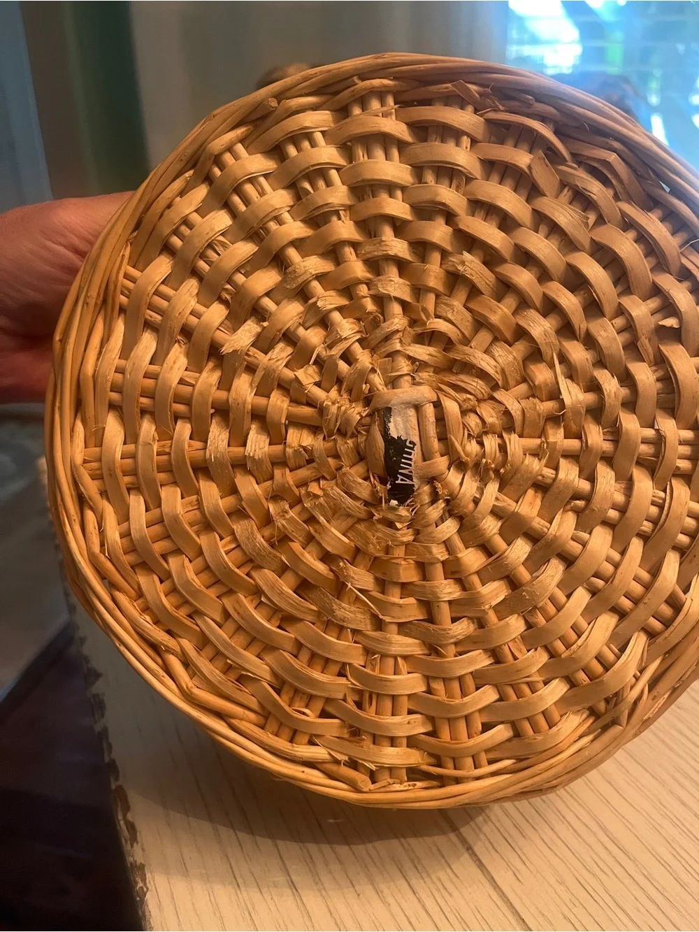 Vintage Woven Round Rattan Trinket Box with Lid